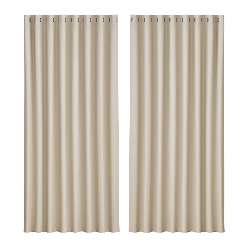 Artiss 2X Blockout Curtains Eyelet 300x230cm Beige