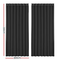 Artiss 2X Blockout Curtains Eyelet 300x230cm Black