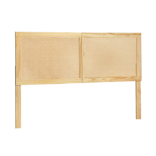 Artiss Bed Head Double Size Rattan - RIBO Pine