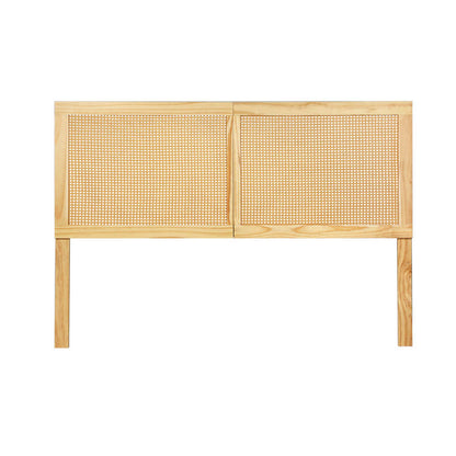 Artiss Bed Head Double Size Rattan - RIBO Pine