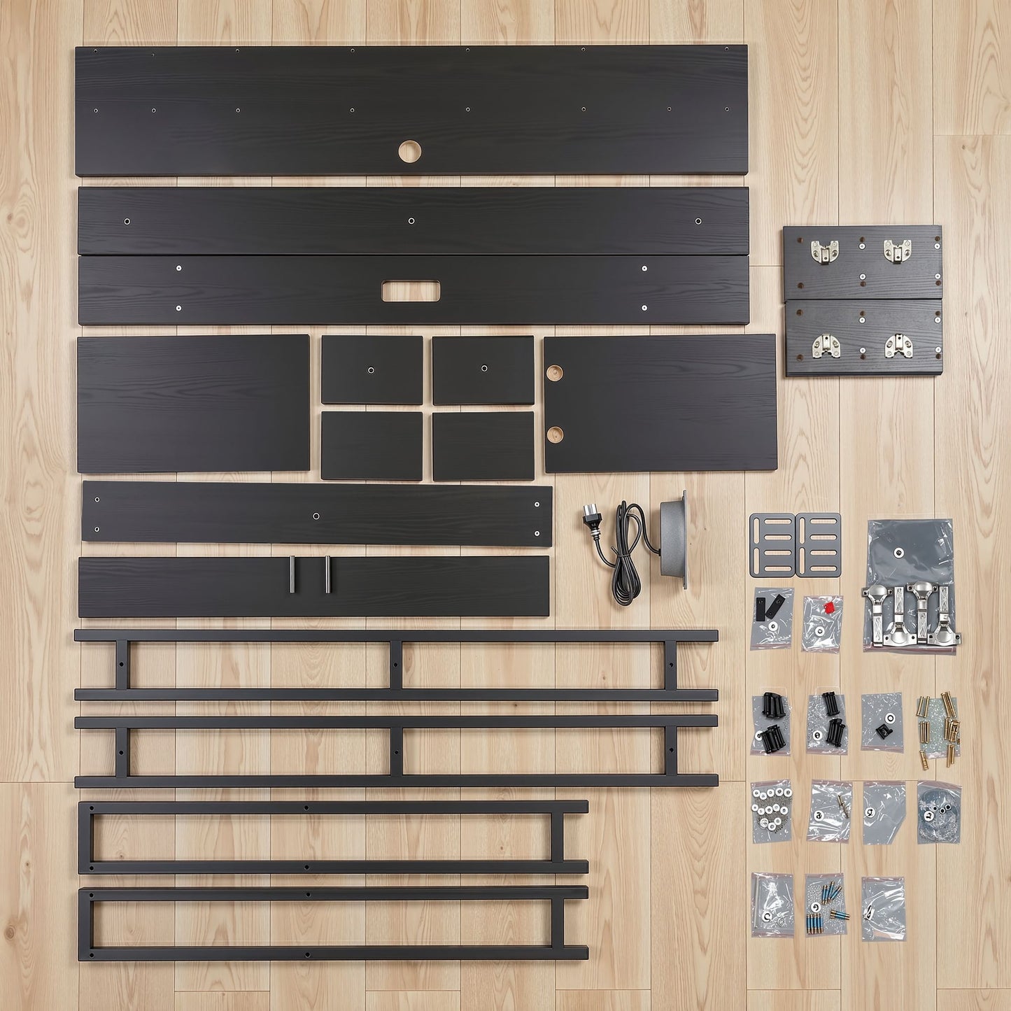 Artiss Bed Headboard King Single Storage Bedhead Charging Station Black