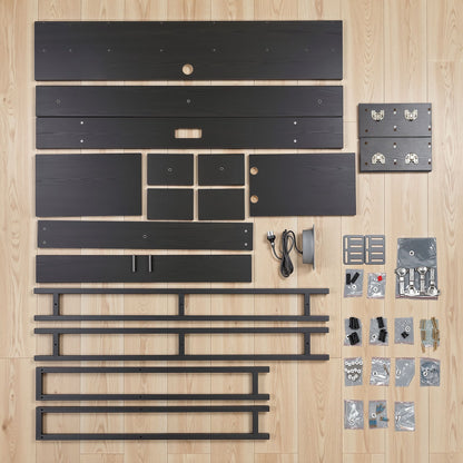 Artiss Bed Headboard King Single Storage Bedhead Charging Station Black