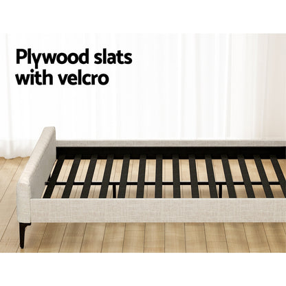 Artiss BedStory King Bed Frame with Mattress Set Platform Base Pocket Coil Linen Upholstered