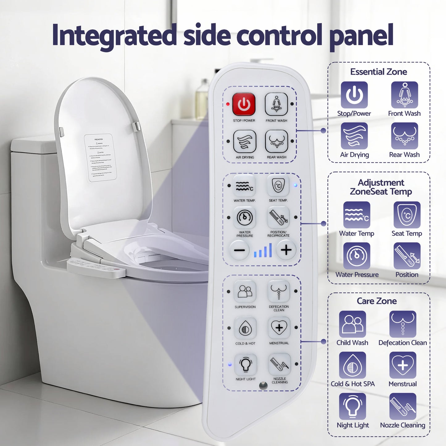 Cefito Electric Bidet Toilet Seat Cover Heated Warm Water Dryer LED Night Light