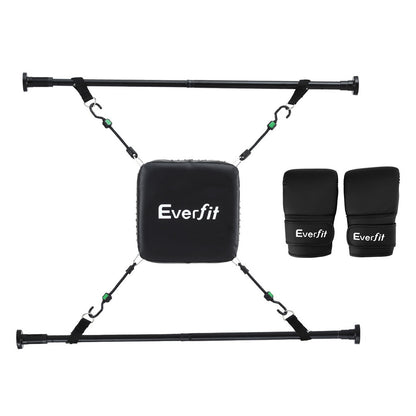 Everfit Doorway Punching Bag Adjustable Apartment Friendly with Boxing Gloves Black
