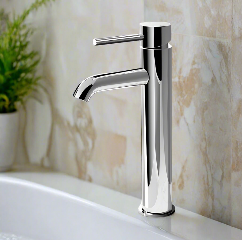 Cefito Bathroom Basin Mixer Tap Round Tall Faucet Vanity Laundry Chrome