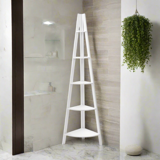 Artiss Bookshelf Corner Shelf 5 Tiers - CANE White