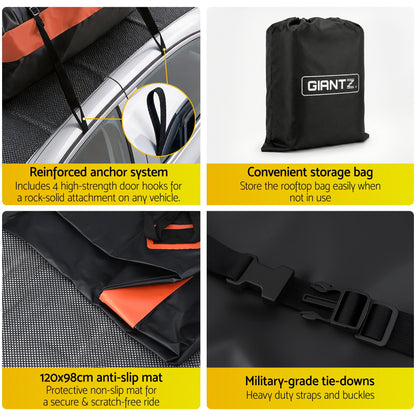 Giantz Roof Top Cargo Bag Waterproof Car Luggage Carrier 15 Cubic Ft Universal