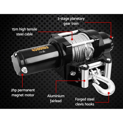 Giantz 4WD Electric Car Winch 4500LBS/2041KG