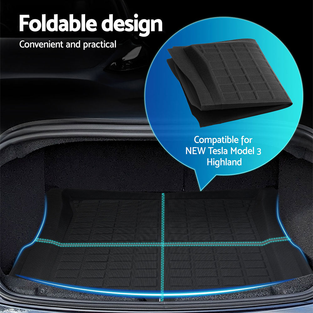 Weisshorn NEW Tesla Model 3 Highland 2024 Boot Liners Rear Frunk Well Trunk Cargo Mats