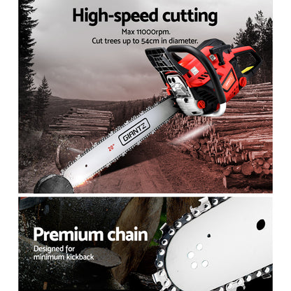 Giantz Chainsaw Petrol 52CC 20" Bar Commercial E-Start Pruning Chain Saw,Giantz Chainsaw Petrol 52CC 20" Bar Commercial E-Start Pruning Chain Saw 4.0HP