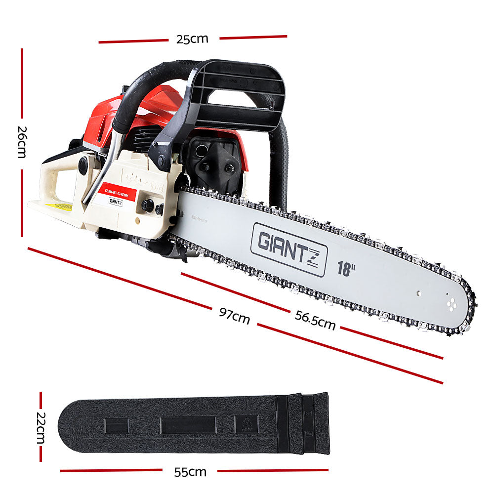 Giantz Chainsaw Petrol 45CC 18" Bar Commercial E-Start Pruning Chain Saw