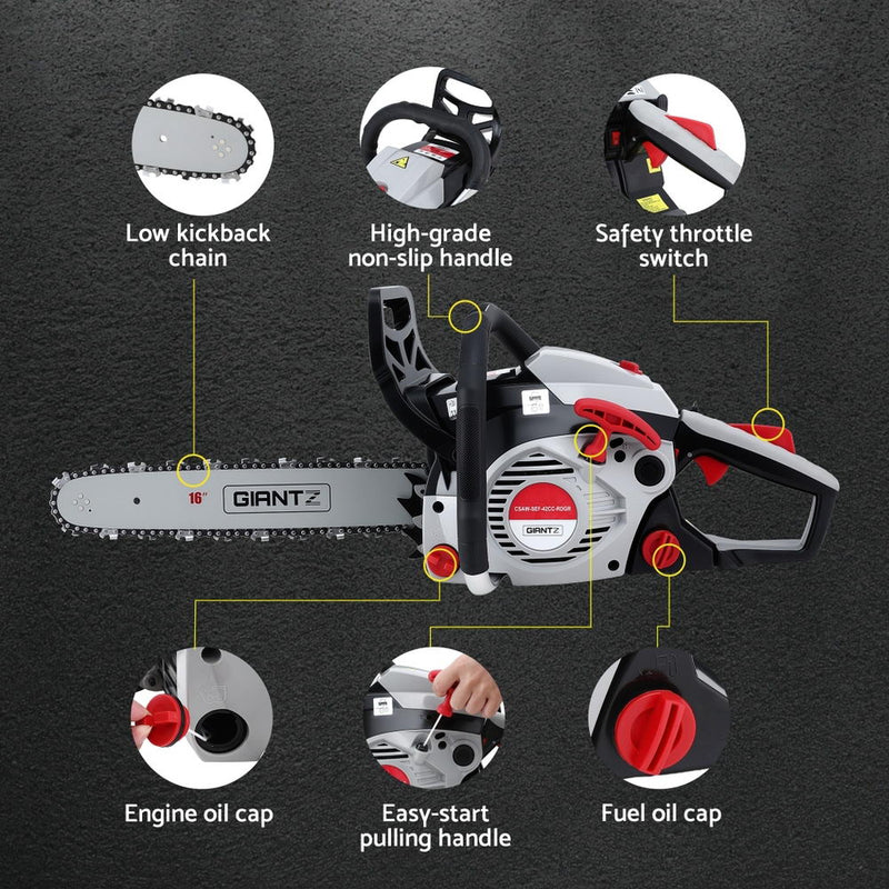 Giantz 42CC Petrol Chainsaw 16'' Bar Chain Saw Lightweight for Pruning Cutting