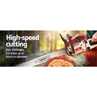 Giantz Chainsaw Petrol 62CC 22" Bar Commercial E-Start Pruning Chain Saw