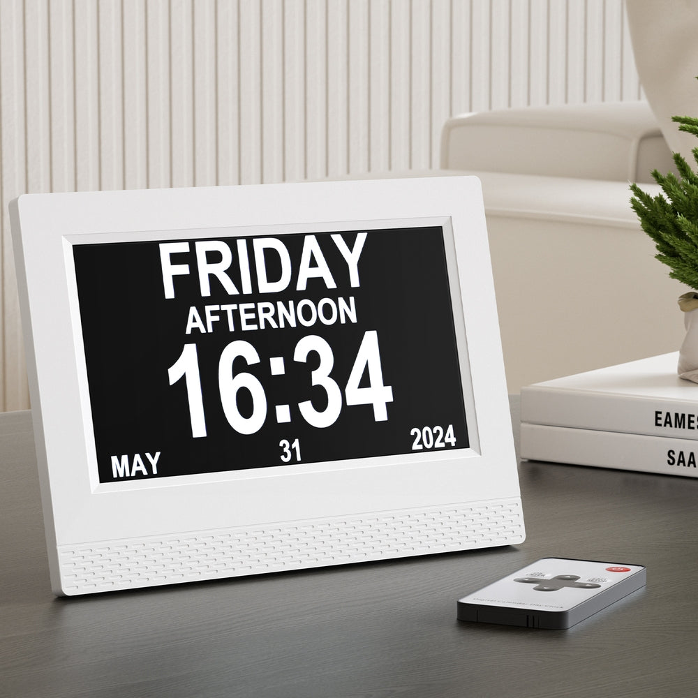 Artiss 7" Digital Day Clock Calendar Alarm White