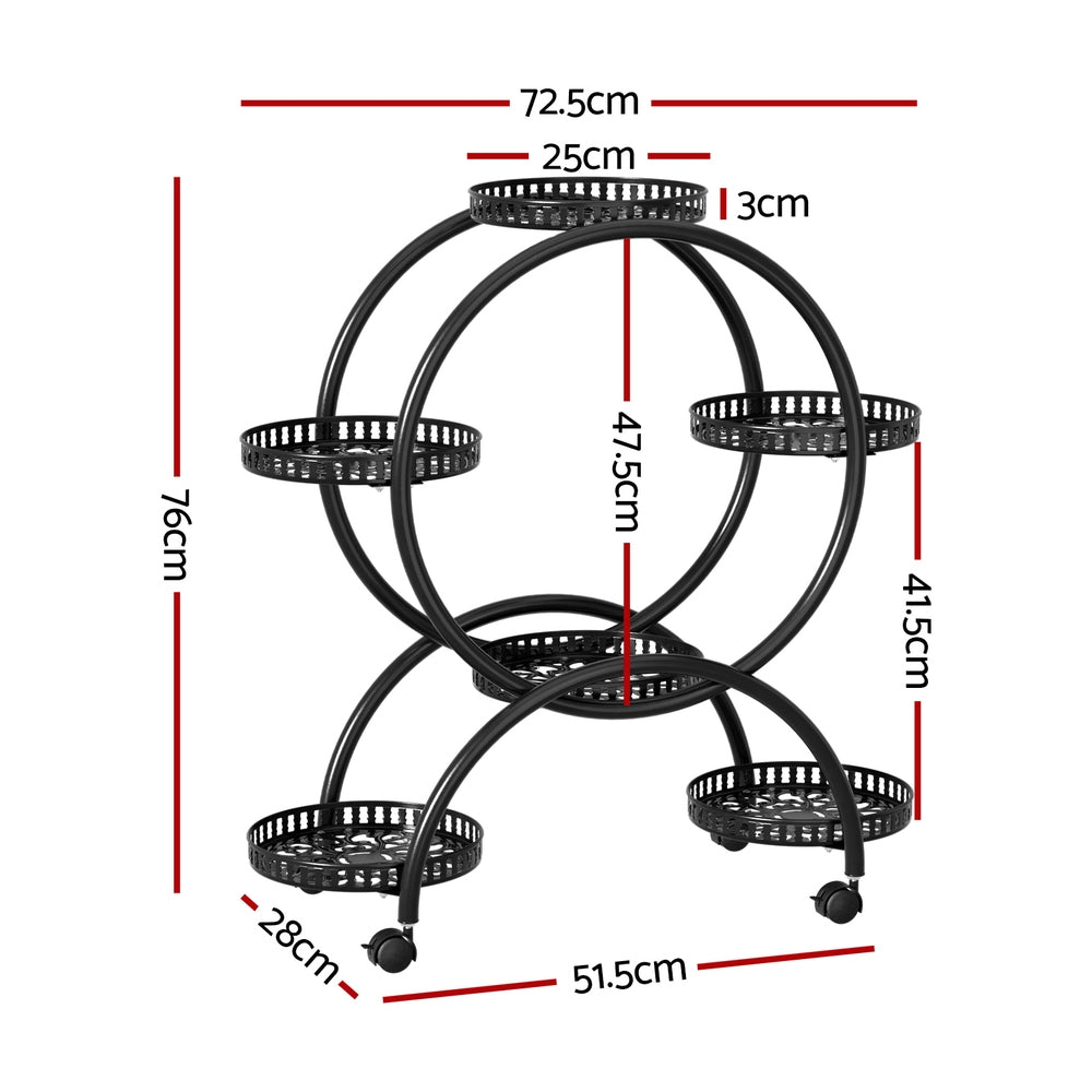 Artiss Plant Stand 6 Tier Metal Flower Pot Rack Wheels