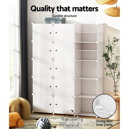 Artiss Shoe Rack Storage Cabinet DIY 15 Storage Cube Stackable White