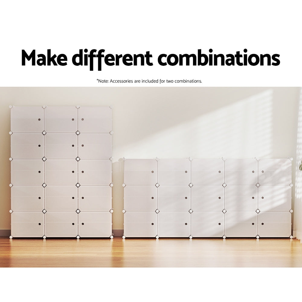 Artiss Shoe Rack Storage Cabinet DIY 15 Storage Cube Stackable White