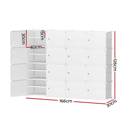 Artiss Shoe Rack DIY 16 Storage Cube Stackable White