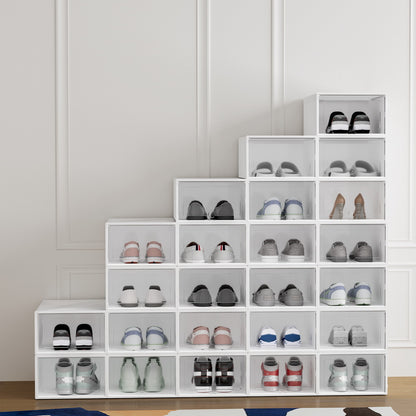 Artiss Shoe Box Set of 24 Storage Case Stackable Plastic Shoe Cabinet Cube White