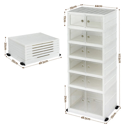 Artiss Foldable Shoe Storage Box 6 Tier 12 Pairs Entryway
