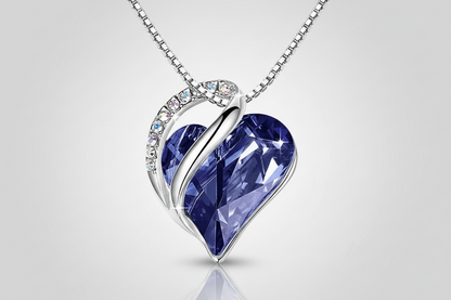 Silver Plated Infinity Love Heart Pendant With Birthstone Crystals Jewelry Gifts for Wife Necklaces for Women (Dark Purple)