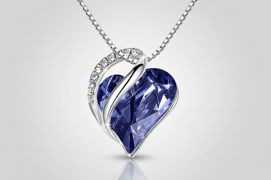 Silver Plated Infinity Love Heart Pendant With Birthstone Crystals Jewelry Gifts for Wife Necklaces for Women (Dark Purple)