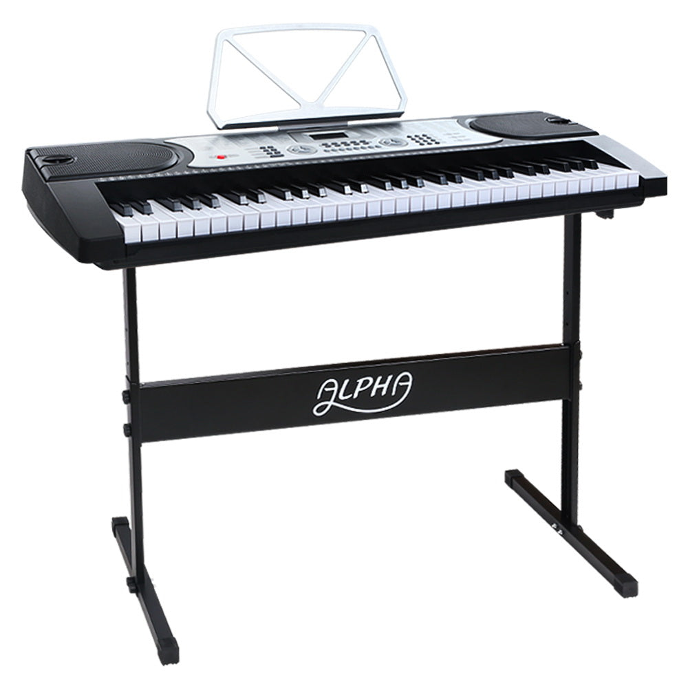 Alpha 61 Keys Electronic Piano Keyboard Digital Electric w/ Stand Beginner Silver