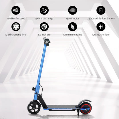 Electric Scooter 130W 16KM/H LED Light Folding Portable Riding Commuter Blue