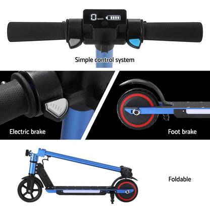 Electric Scooter 130W 16KM/H LED Light Folding Portable Riding Commuter Blue