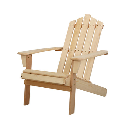 Gardeon Adirondack Outdoor Chairs Wooden Beach Chair Patio Furniture Garden Natural