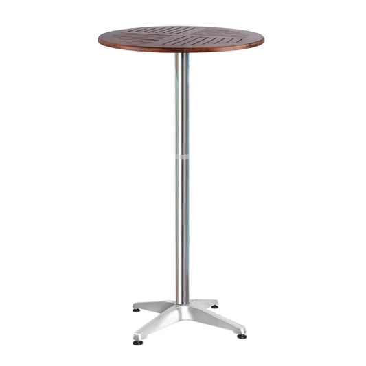 Gardeon Outdoor Bar Table Wooden Cafe Table Aluminium Pole Round