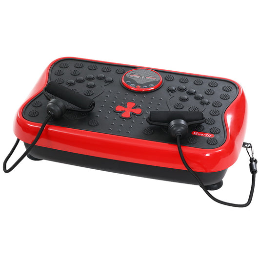 Everfit Vibration Machine Platform Vibrator with Resistance Rope Home Gym Red