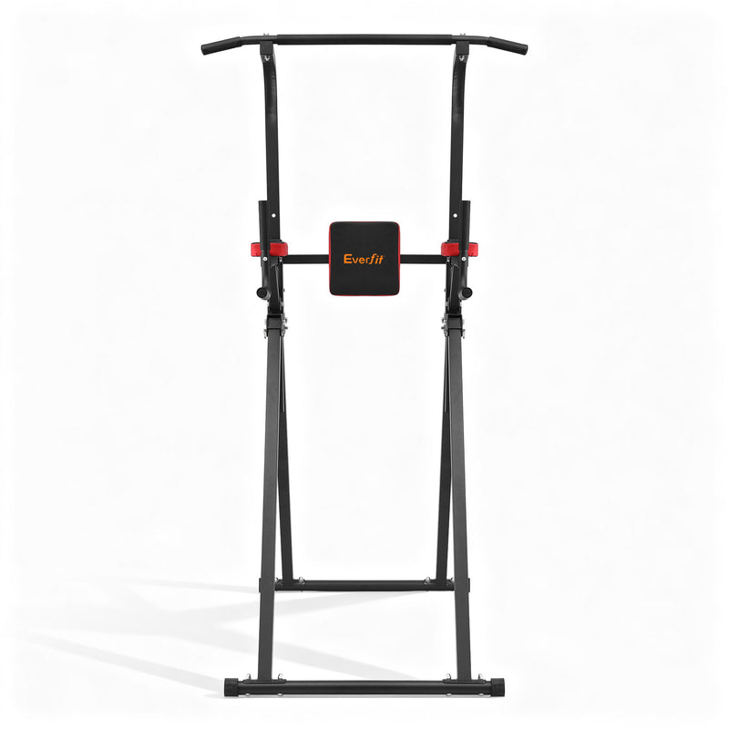 Everfit Chin Up Tower Pull Up Station Adjustable Dip Station Folding Home Gym Black
