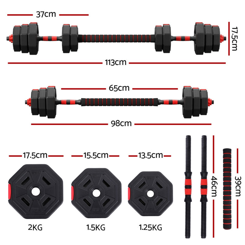 Everfit 20kg Adjustable Dumbbell Barbell Set Weight Plates Home Workout