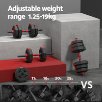 Everfit 20kg Adjustable Dumbbell Barbell Set Weight Plates Home Workout