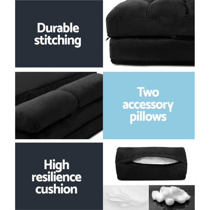 Artiss Floor Lounge Sofa Bed 2-seater Charcoal Suede
