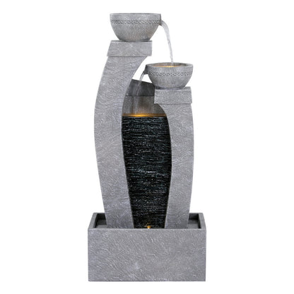 Gardeon Solar Fountain Water Feature Outdoor Fountain Indoor 3-Tier Cascading Grey
