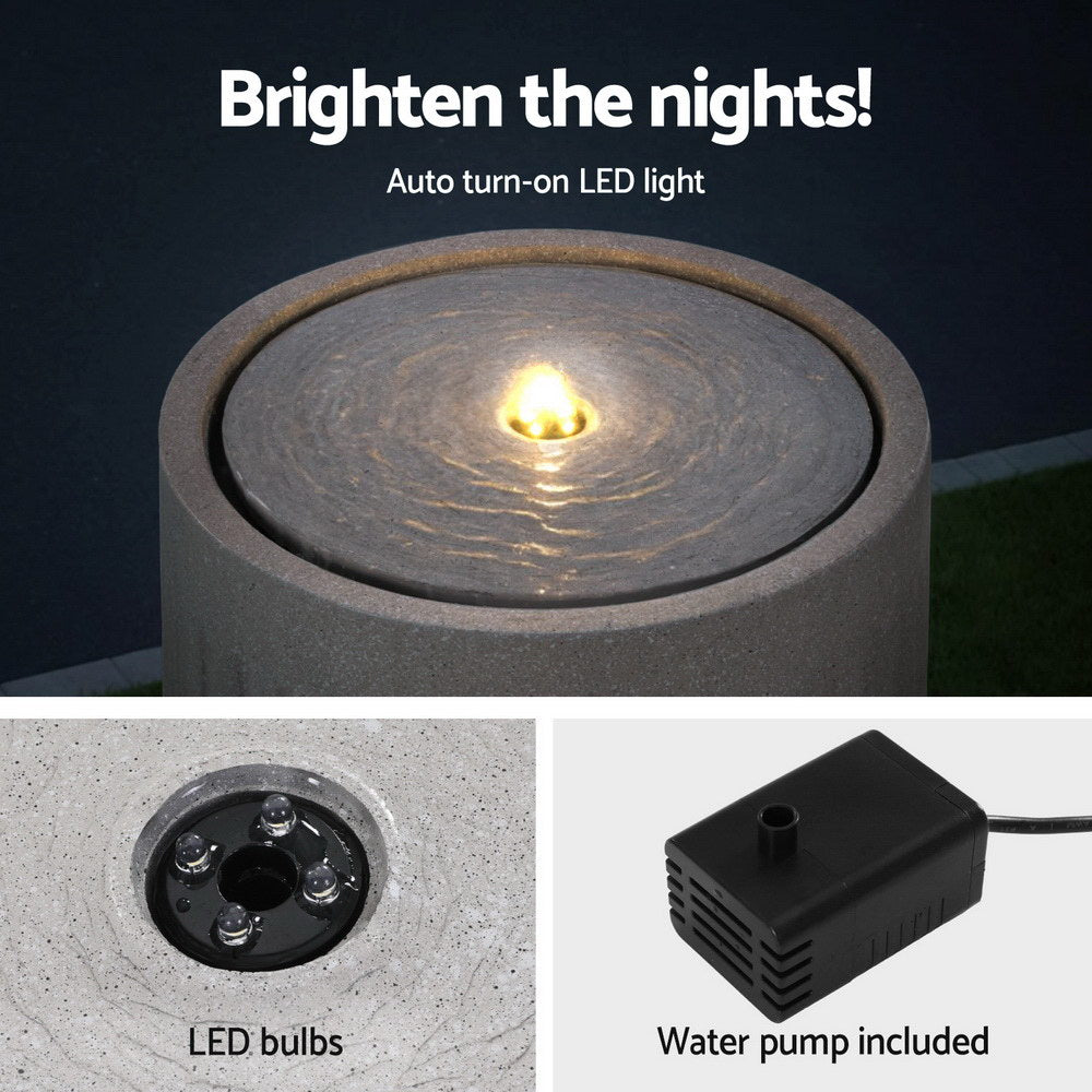 Gardeon Solar Fountain Water Feature Outdoor Fountain LED Lights Beige