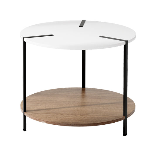 Artiss Coffee Table Side Table Round White Cedric