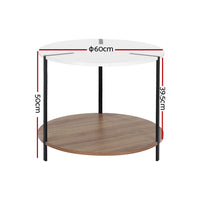 Artiss Coffee Table Side Table Round White Cedric