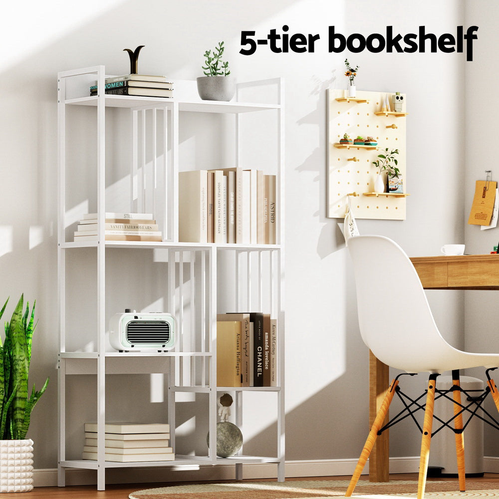 Artiss Bookshelf Display Shelves 5 Tiers 120cm White