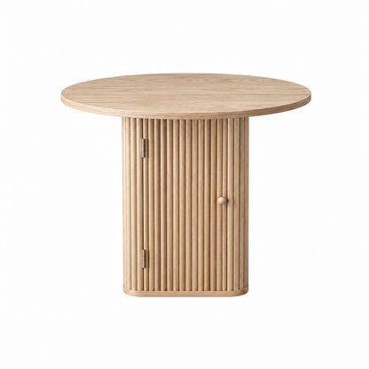 Artiss Modern Round Dining Table with Hidden Storage Base 80cm Natural Wood