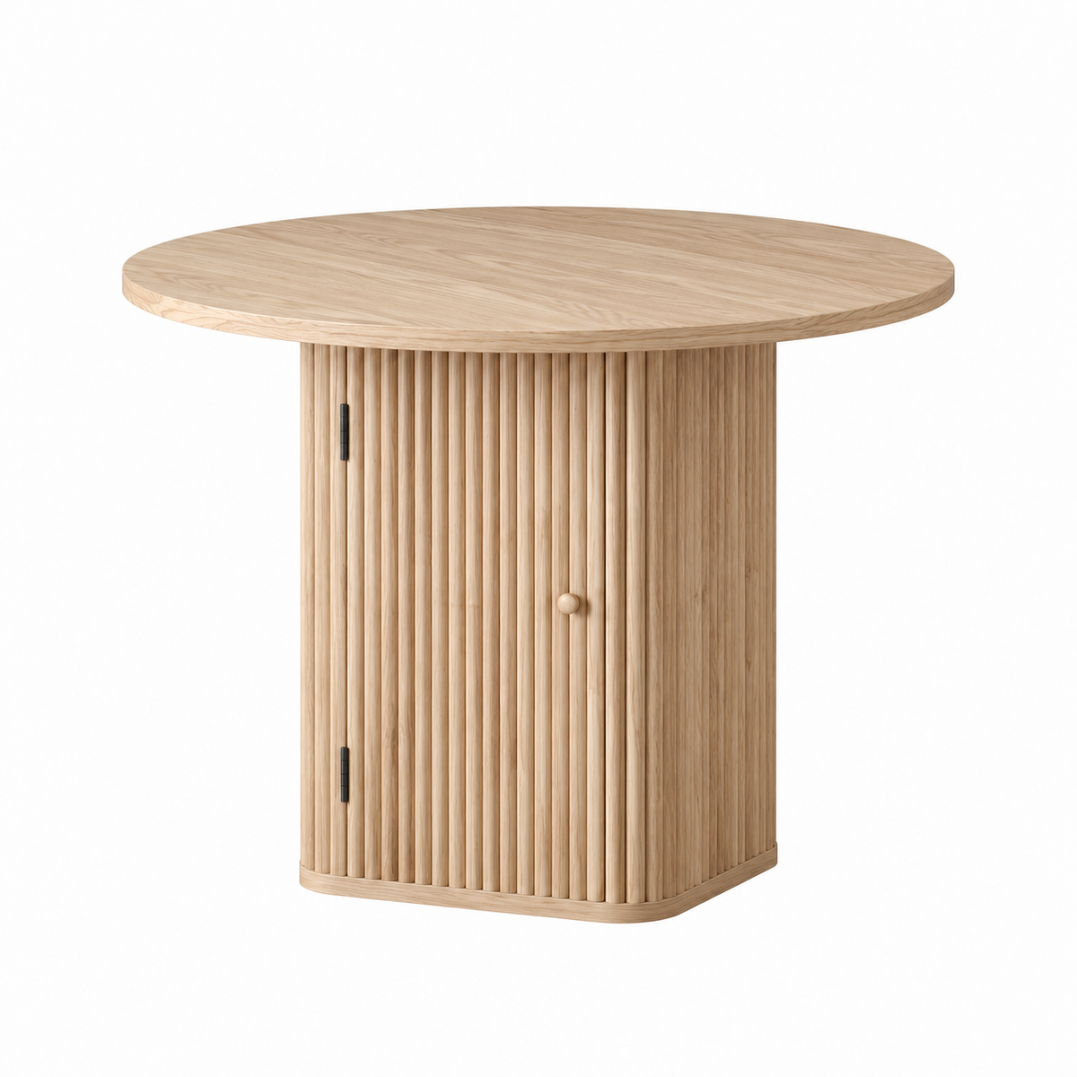 Artiss Modern Round Dining Table with Hidden Storage Base 80cm Natural Wood