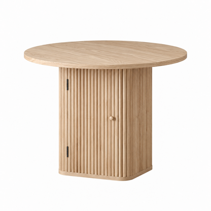 Artiss Modern Round Dining Table with Hidden Storage Base 80cm Natural Wood