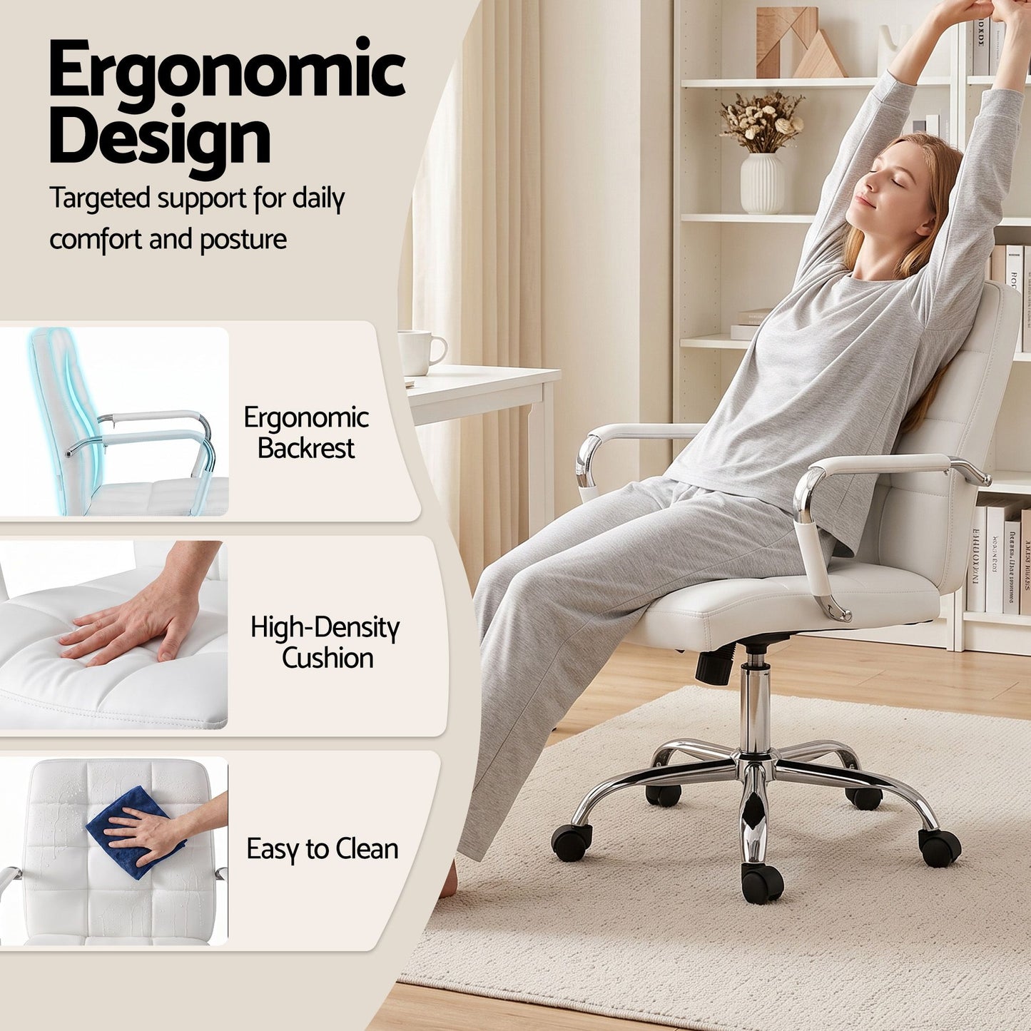 Artiss Office Desk and Chair Set 100cm Computer Desk PU Leather Office Chair