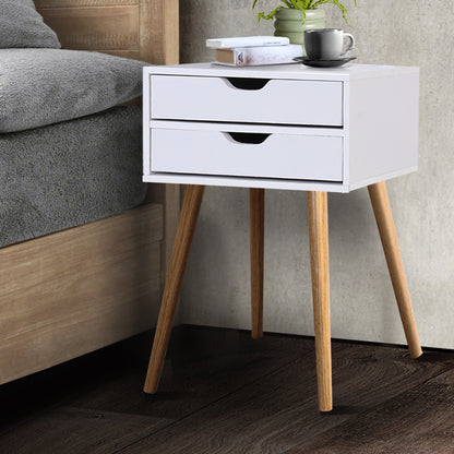 Artiss Bedside Table 2 Drawers - BODIE White