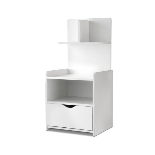 Artiss Bedside Table 1 Drawer with Shelves - EVERMORE White