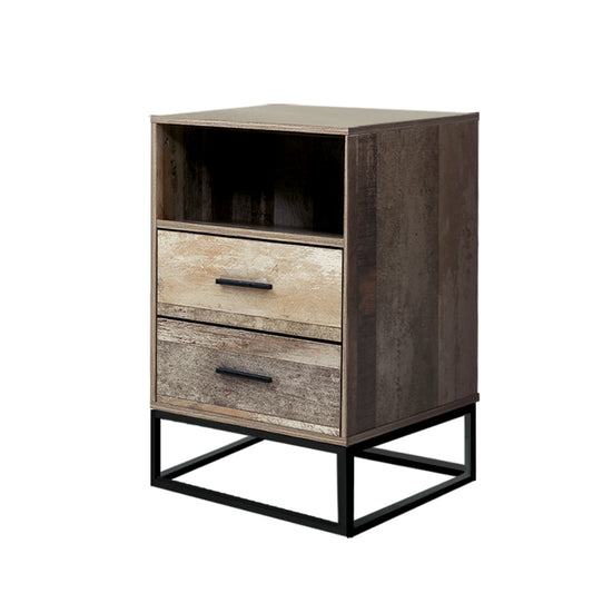 Artiss Bedside Table 2 Drawers with Shelf - BADAN