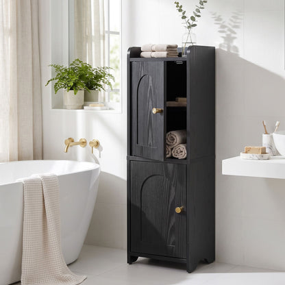 Artiss Bathroom Storage Cabinet Freestanding Cupboard Narrow Floor Shelf Black